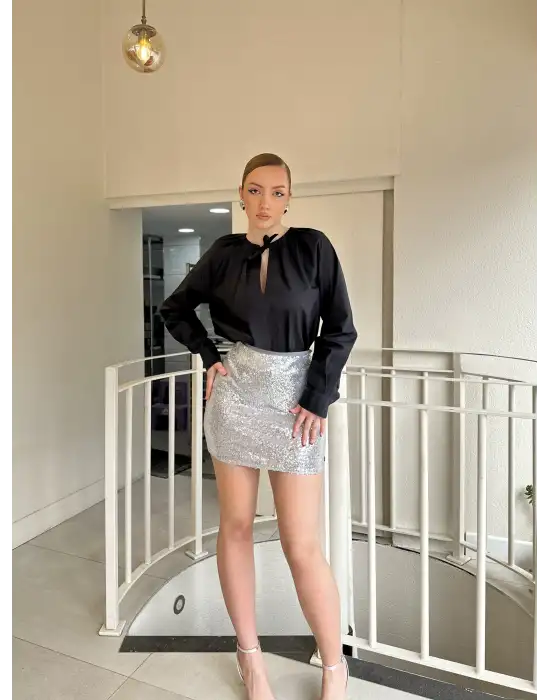 Gümüş Kısa Payet Etek