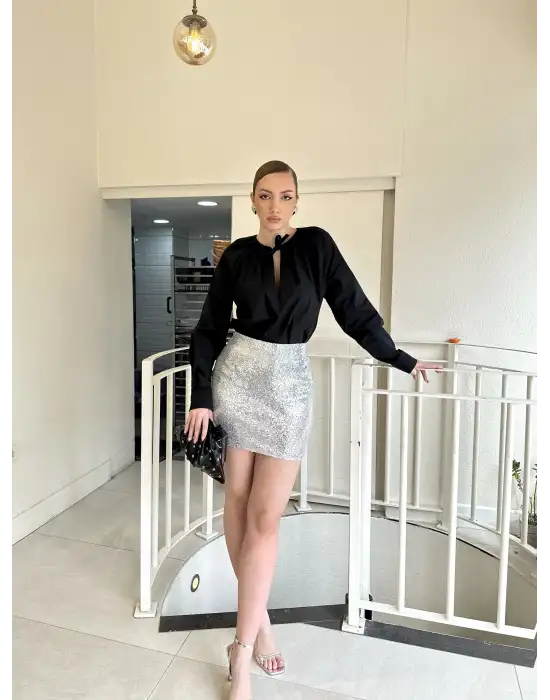 Gümüş Kısa Payet Etek