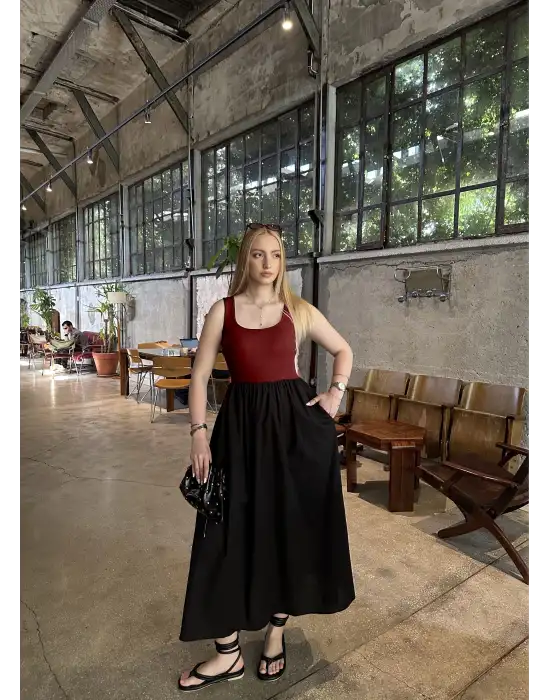 Lorane Üst Modal Alt Poplin Prenses Elbise