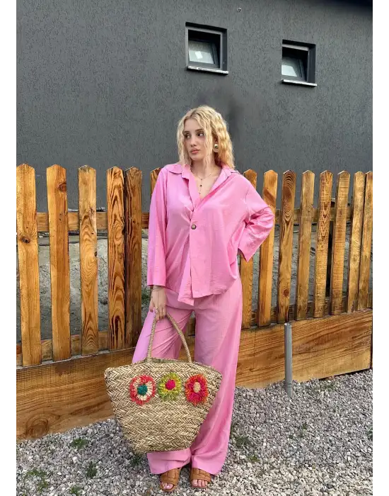 Avenza Pembe Düğmeli İkili Takım