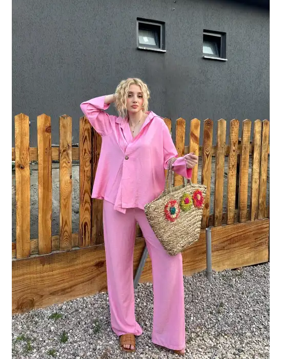 Avenza Pembe Düğmeli İkili Takım