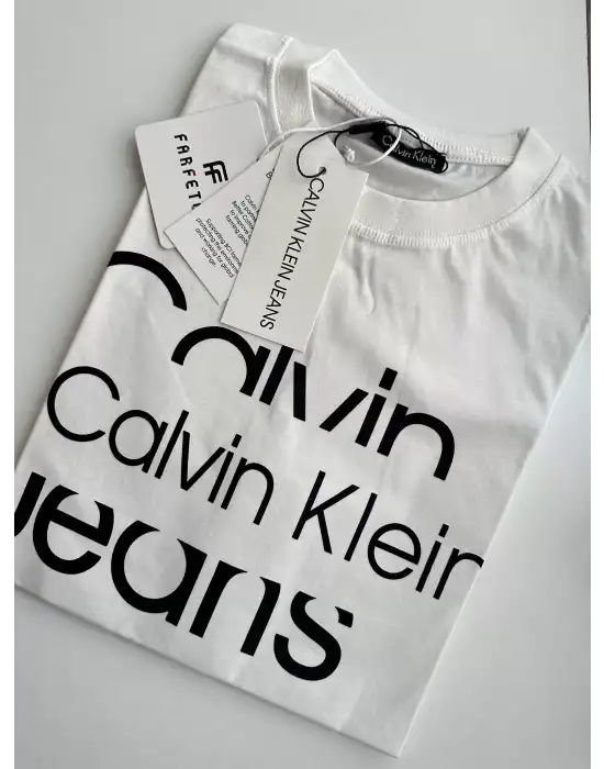 Baskılı Orijinal Marka Oversize Pamuk Beyaz Tshirt