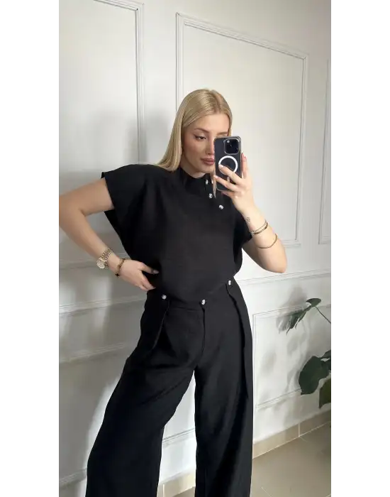 Boherna Siyah Keten İkili Takım