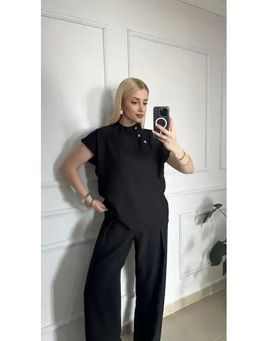 Boherna Siyah Keten İkili Takım