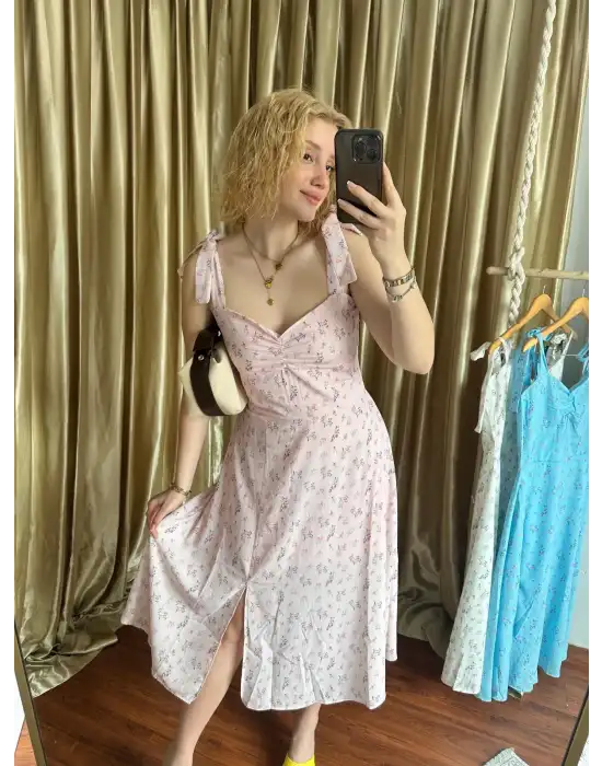 Cosmo Şifon Midi Boy Çiçekli Elbise