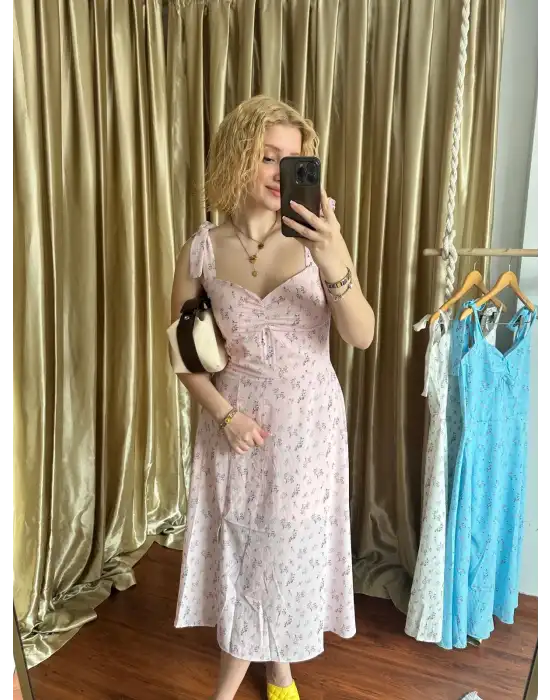 Cosmo Şifon Midi Boy Çiçekli Elbise