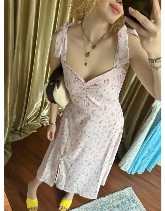 Cosmo Şifon Midi Boy Çiçekli Elbise