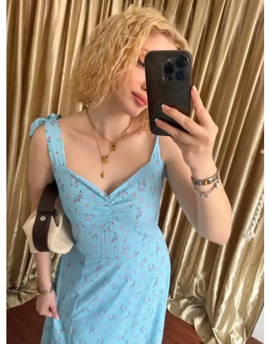 Cosmo Şifon Midi Boy Çiçekli Elbise