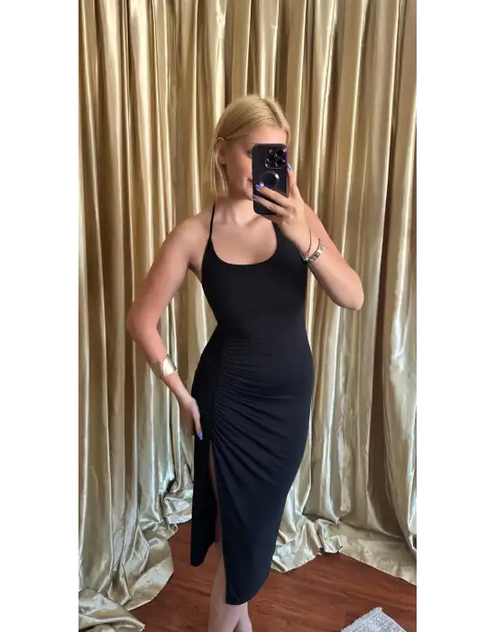 Doria Yırtmaç Detay Elbise