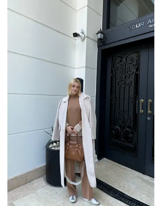 Duel Balıkçı Yaka Kazak/Pantolon Kahve Triko Takım