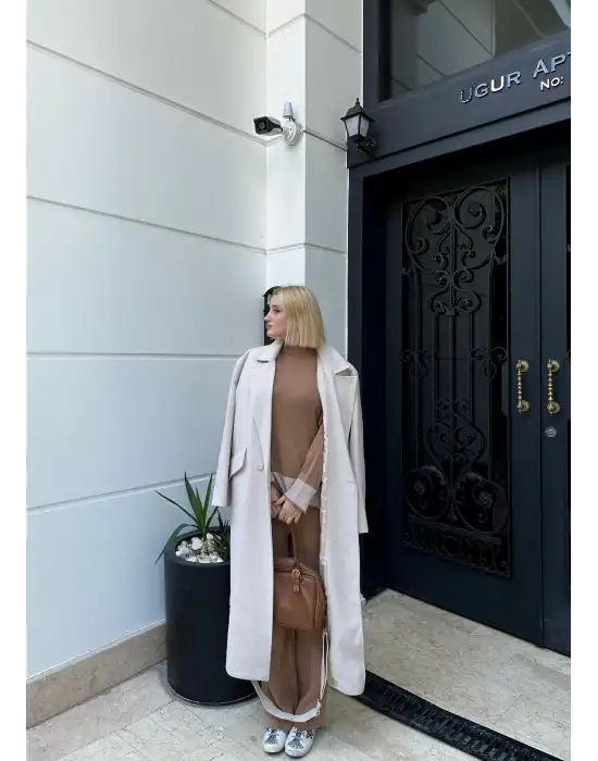 Duel Balıkçı Yaka Kazak/Pantolon Kahve Triko Takım