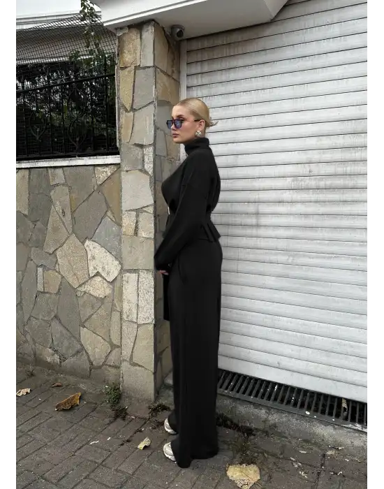 Eva Siyah Bel Kemerli İkili Modal Takım