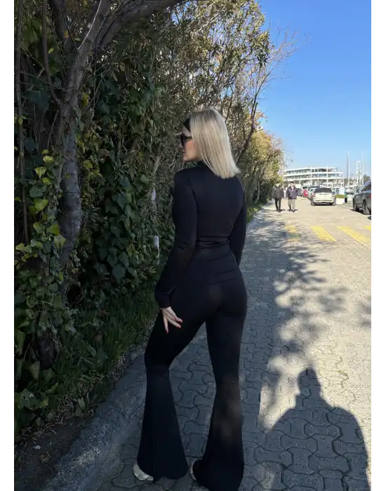 Fualo Siyah Spor Ceket Tayt Takım