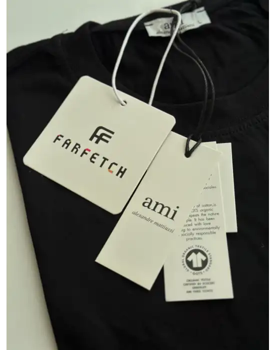 Kalp Nakış Orijinal Marka Oversize Pamuk Siyah Tshirt