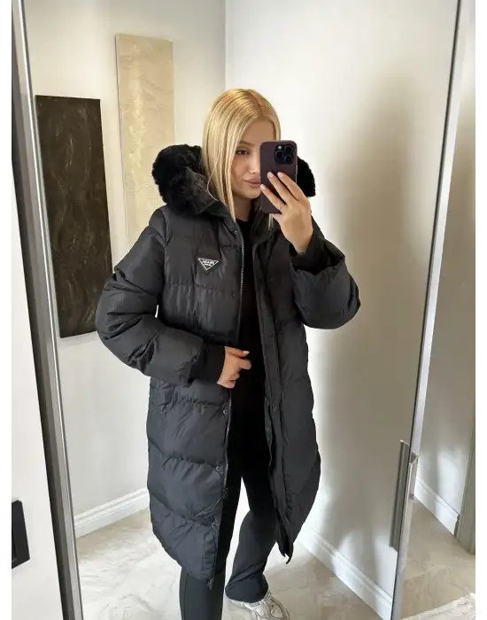 Kürklü Tam Boy Şişme Mont