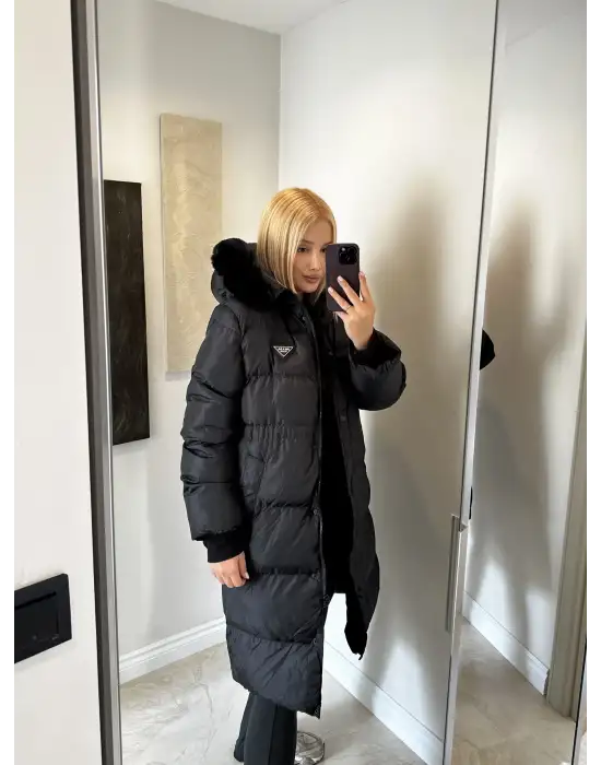 Kürklü Tam Boy Şişme Mont