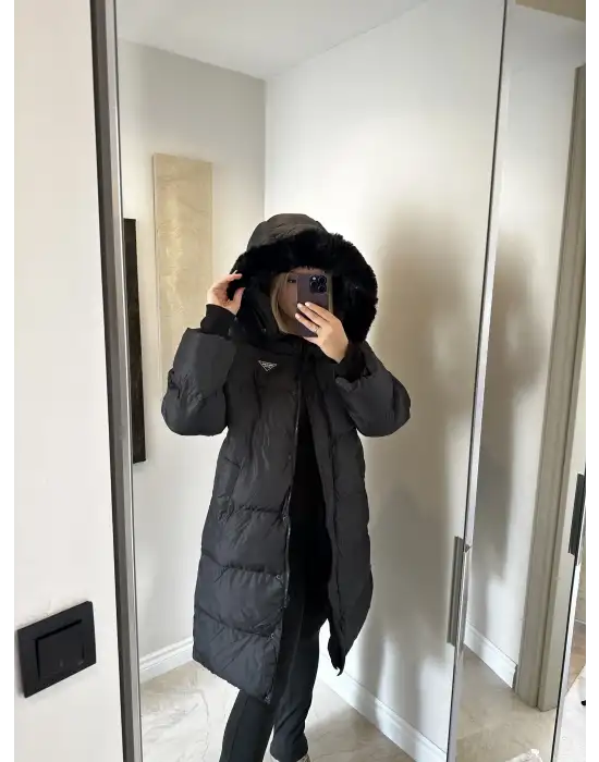 Kürklü Tam Boy Şişme Mont