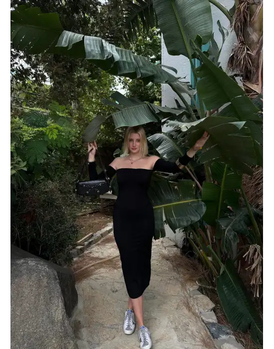 Lady Yırtmaçlı Kolluk Detay Elbise