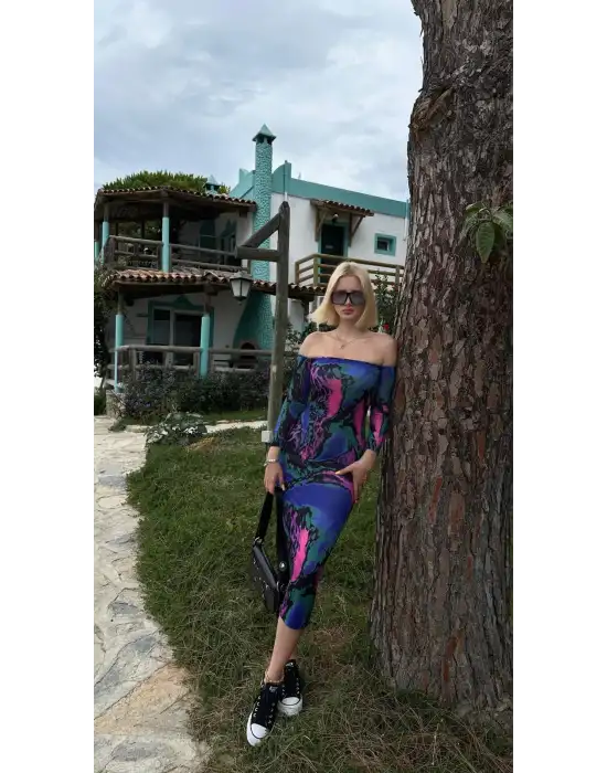 Lady Yırtmaçlı Kolluk Detay Elbise