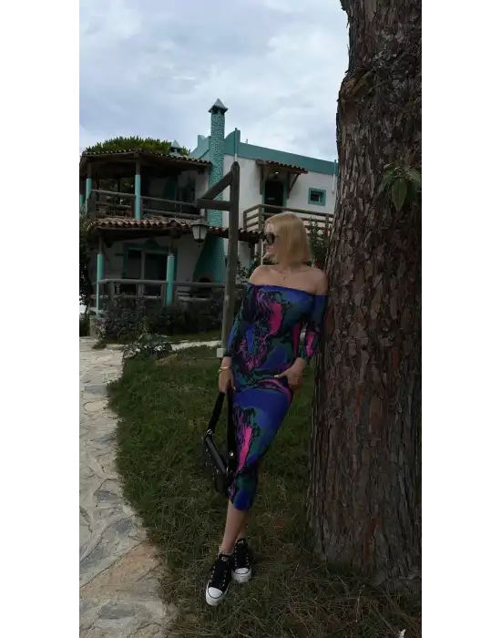 Lady Yırtmaçlı Kolluk Detay Elbise