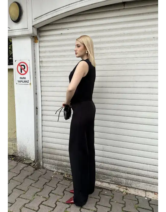 Laris Siyah Gold Kelebek Düğme Yelek Pantolon Takım