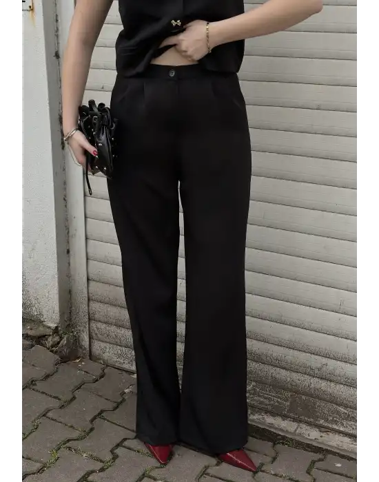 Laris Siyah Gold Kelebek Düğme Yelek Pantolon Takım