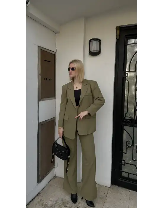 Lav Haki Blazer İkili Takım