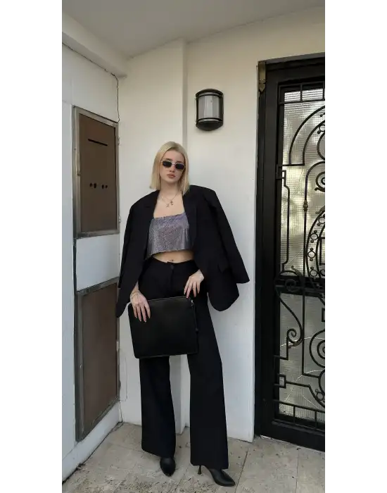 Lav Siyah Blazer İkili Takım