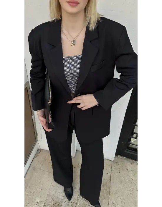 Lav Siyah Blazer İkili Takım