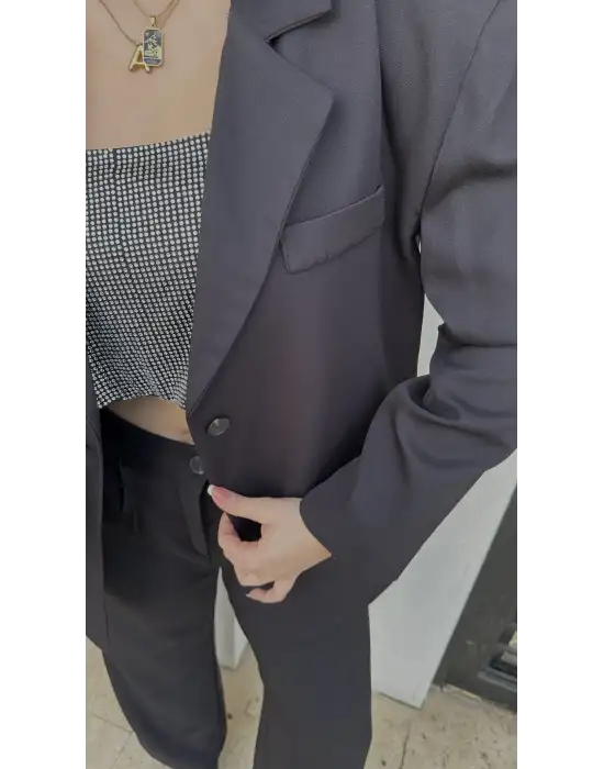 Lav Siyah Blazer İkili Takım