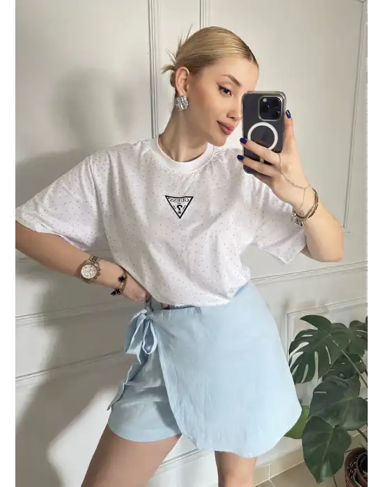 Lavina BebeMavi Müslin Bağlamalı Şort Etek