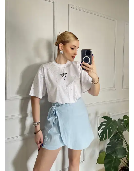 Lavina BebeMavi Müslin Bağlamalı Şort Etek