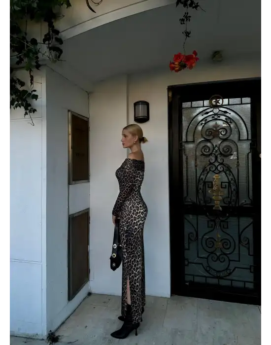 Leo Madonna Yaka Leopar Elbise