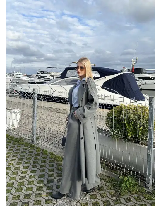 Leora Apolet Detay Uzun Kuşaklı Trençkot