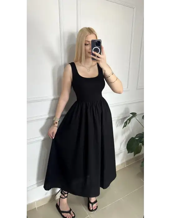 Lorane Askılı Alt Poplin Cepli Prenses Elbise