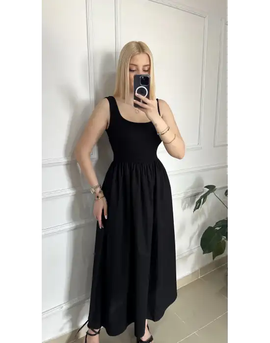 Lorane Askılı Alt Poplin Cepli Prenses Elbise