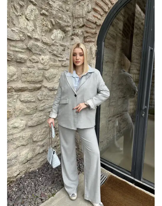 Maggie Gri Blazer Ceket/Pantolon Takım