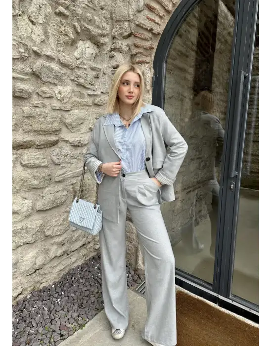 Maggie Gri Blazer Ceket/Pantolon Takım