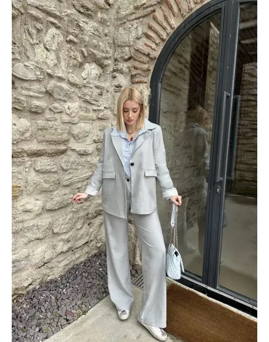 Maggie Gri Blazer Ceket/Pantolon Takım