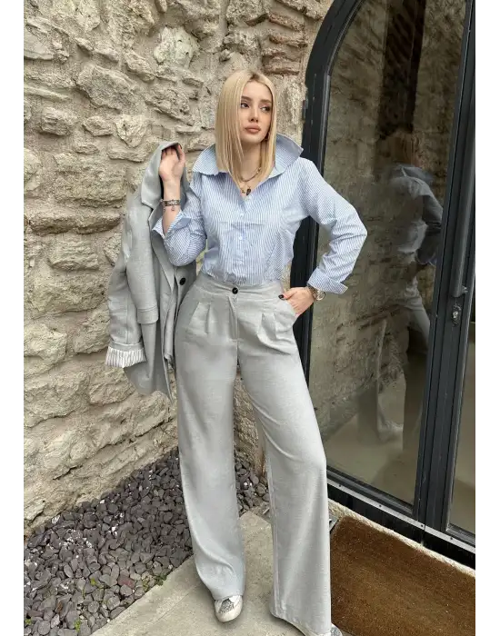 Maggie Gri Blazer Ceket/Pantolon Takım