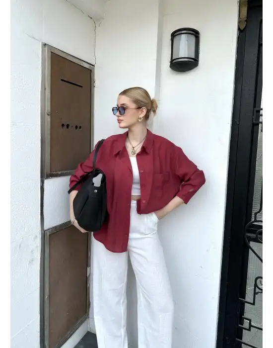 Massia Bordo Tensel Oversize Gömlek