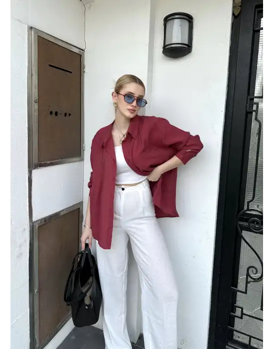 Massia Bordo Tensel Oversize Gömlek