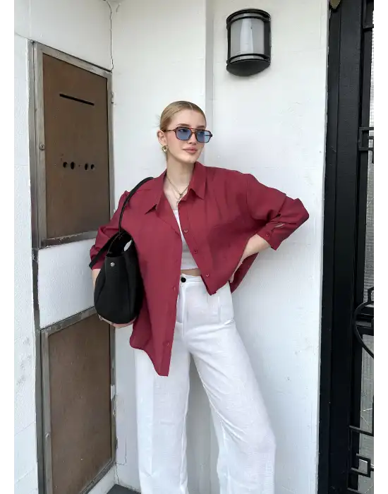 Massia Bordo Tensel Oversize Gömlek