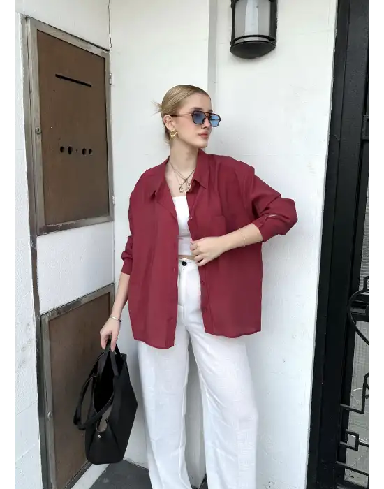 Massia Bordo Tensel Oversize Gömlek