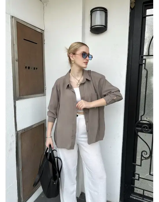 Massia Vizon Tensel Oversize Gömlek