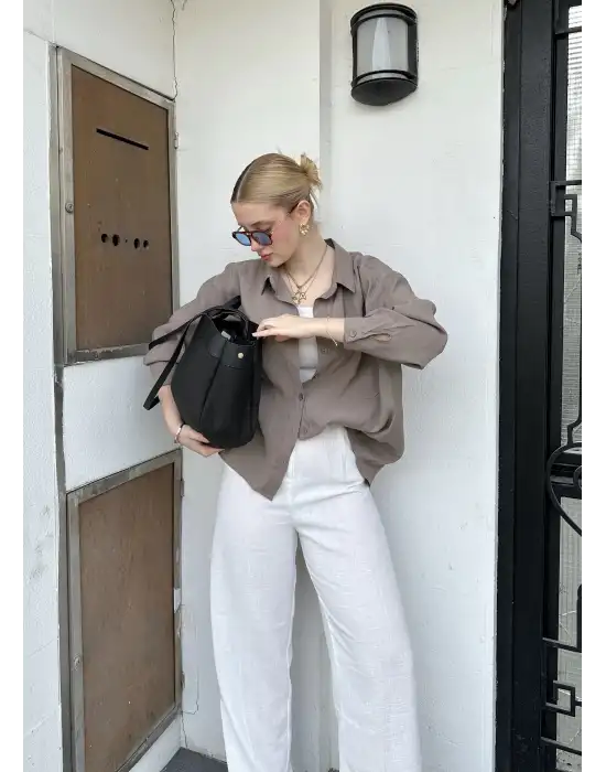 Massia Vizon Tensel Oversize Gömlek