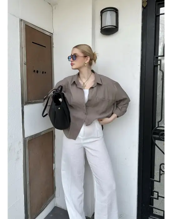 Massia Vizon Tensel Oversize Gömlek