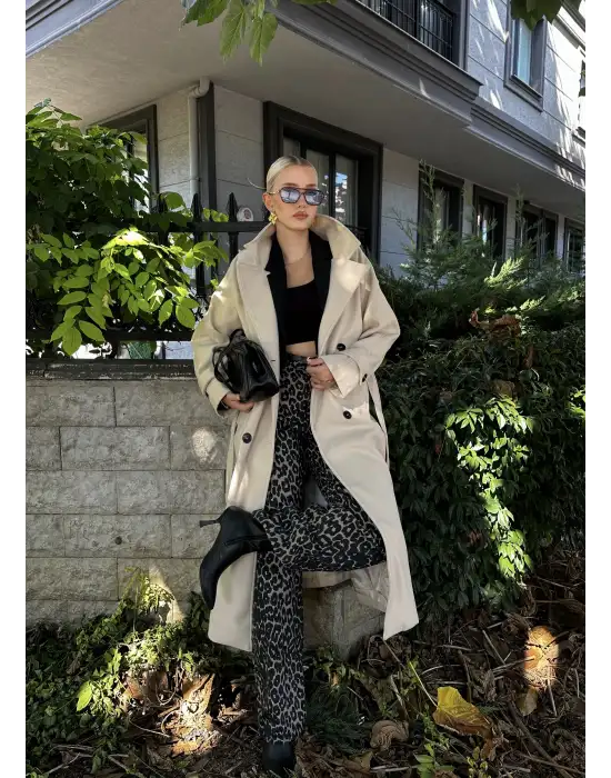 Mauro Taş Düğme Detaylı Premium Kaban