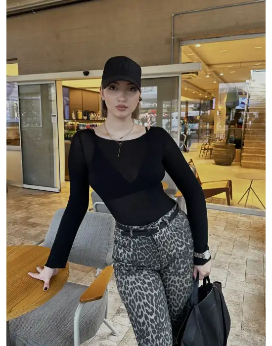 Mila Kaşmir Transparan Siyah Bluz