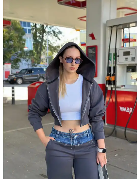 Molyn Şardonlu Kot Detay İkili Füme Eşofman Takım